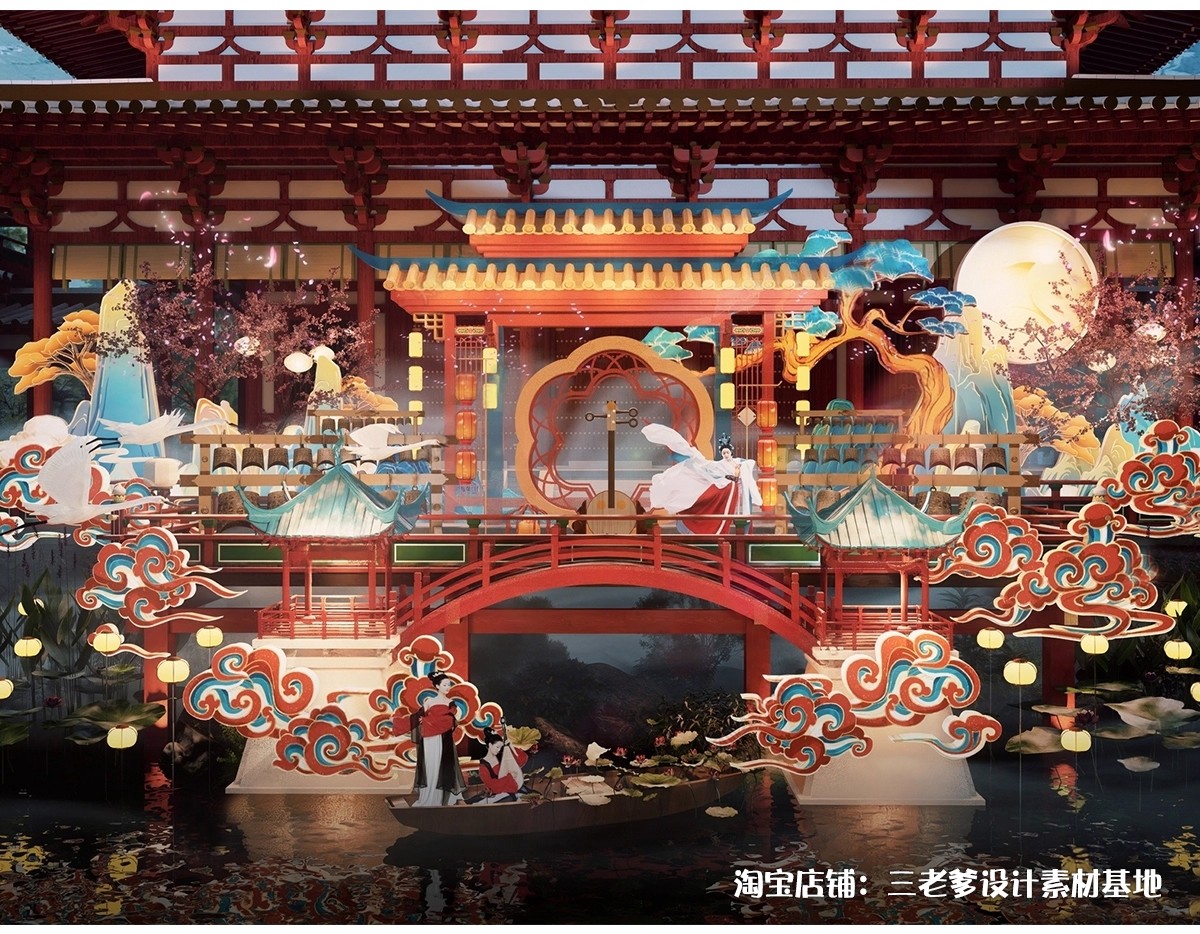 图片[5]-中式古风敦煌大唐文化壁画艺术元素SU模型集市美陈长廊展厅博物馆-大怪兽分享