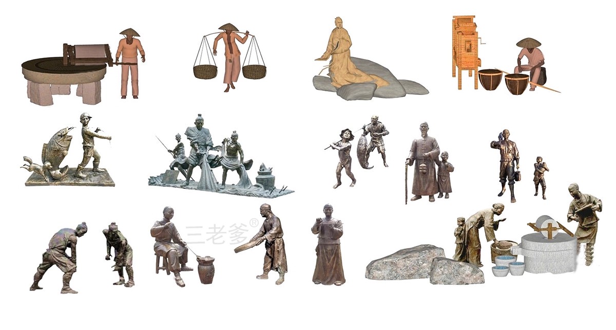 图片[6]-古代人物铸铜铜人雕塑新中式民俗商业街步行街广场草图大师SU模型-大怪兽分享