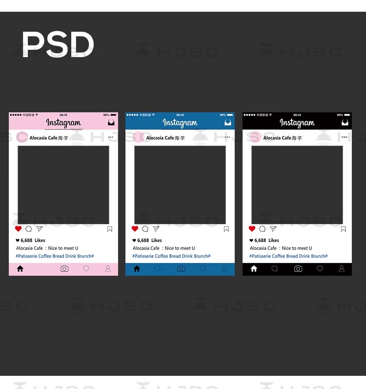 图片[5]-ins网红instagram拍照框朋友圈打卡相框AI矢量PSD设计素材模版PS-大怪兽分享