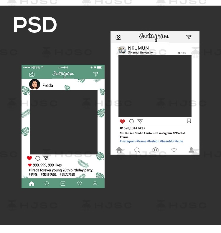 图片[6]-ins网红instagram拍照框朋友圈打卡相框AI矢量PSD设计素材模版PS-大怪兽分享