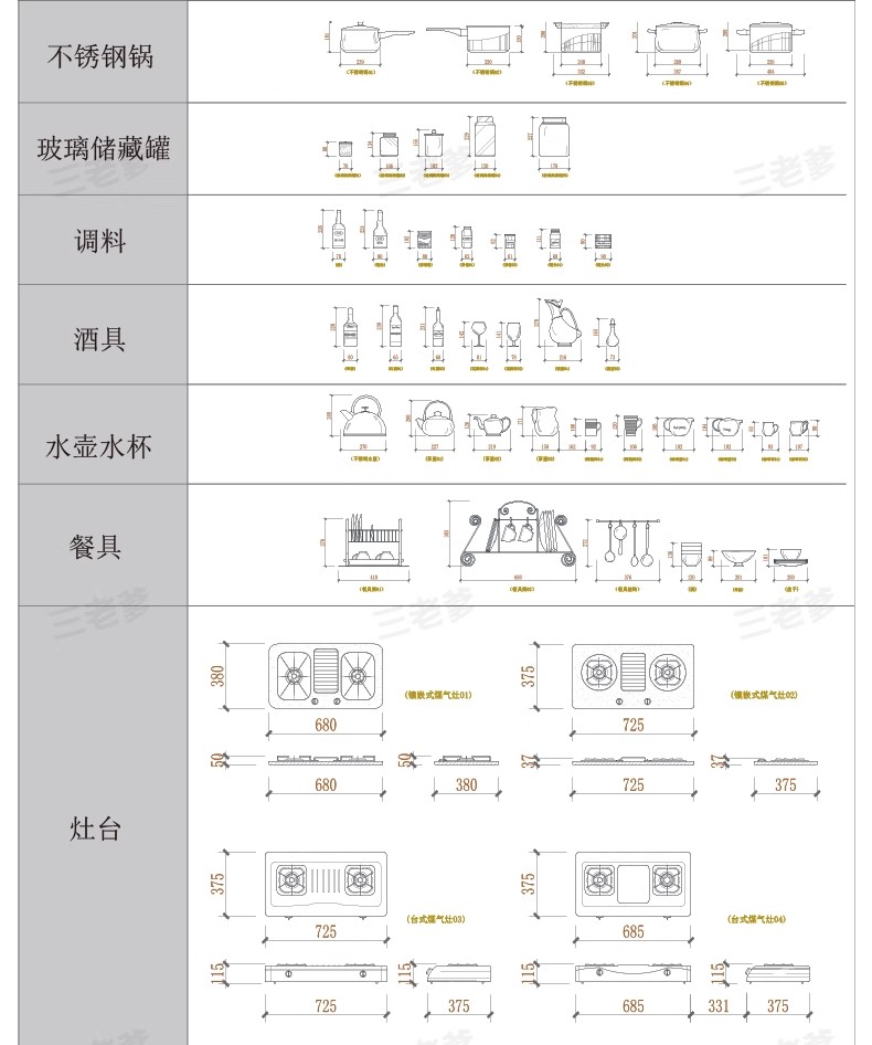 图片[8]-家具家装厨房厨具洗菜盆灶台平面立面CAD动态图库图块素材模块-大怪兽分享