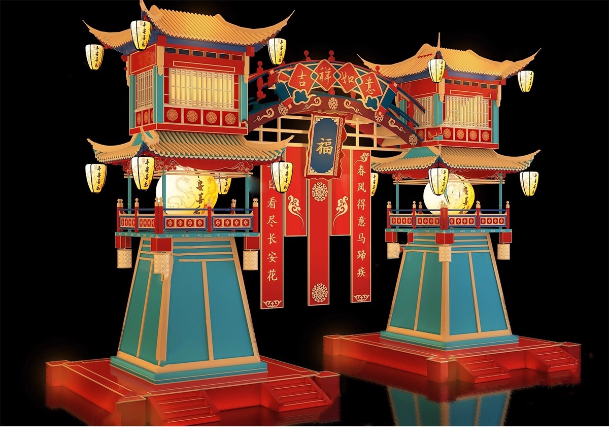 图片[9]-国潮美陈SU模型商城新中式装饰网红打卡点快闪店商业展区草图大师-大怪兽分享