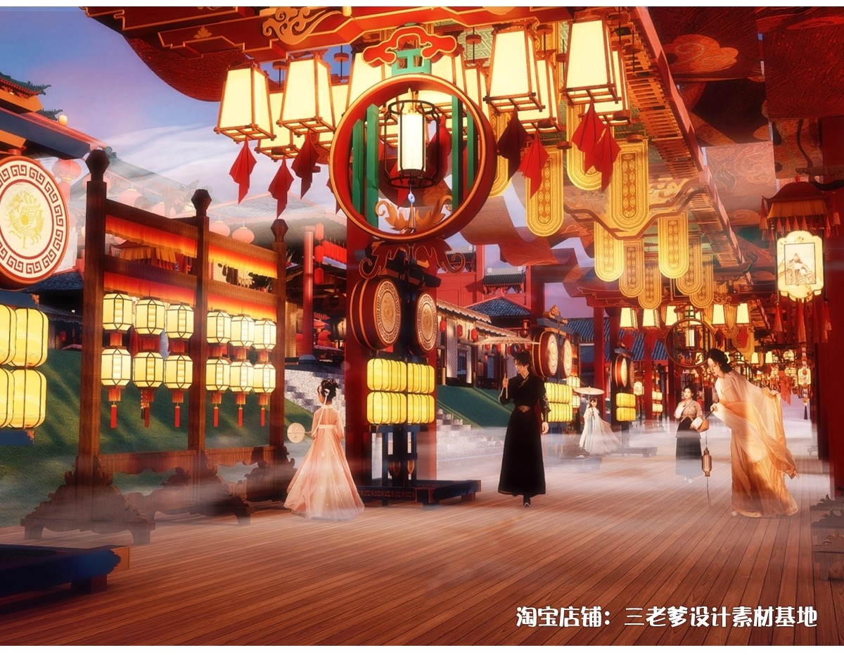 图片[10]-中式古风敦煌大唐文化壁画艺术元素SU模型集市美陈长廊展厅博物馆-大怪兽分享
