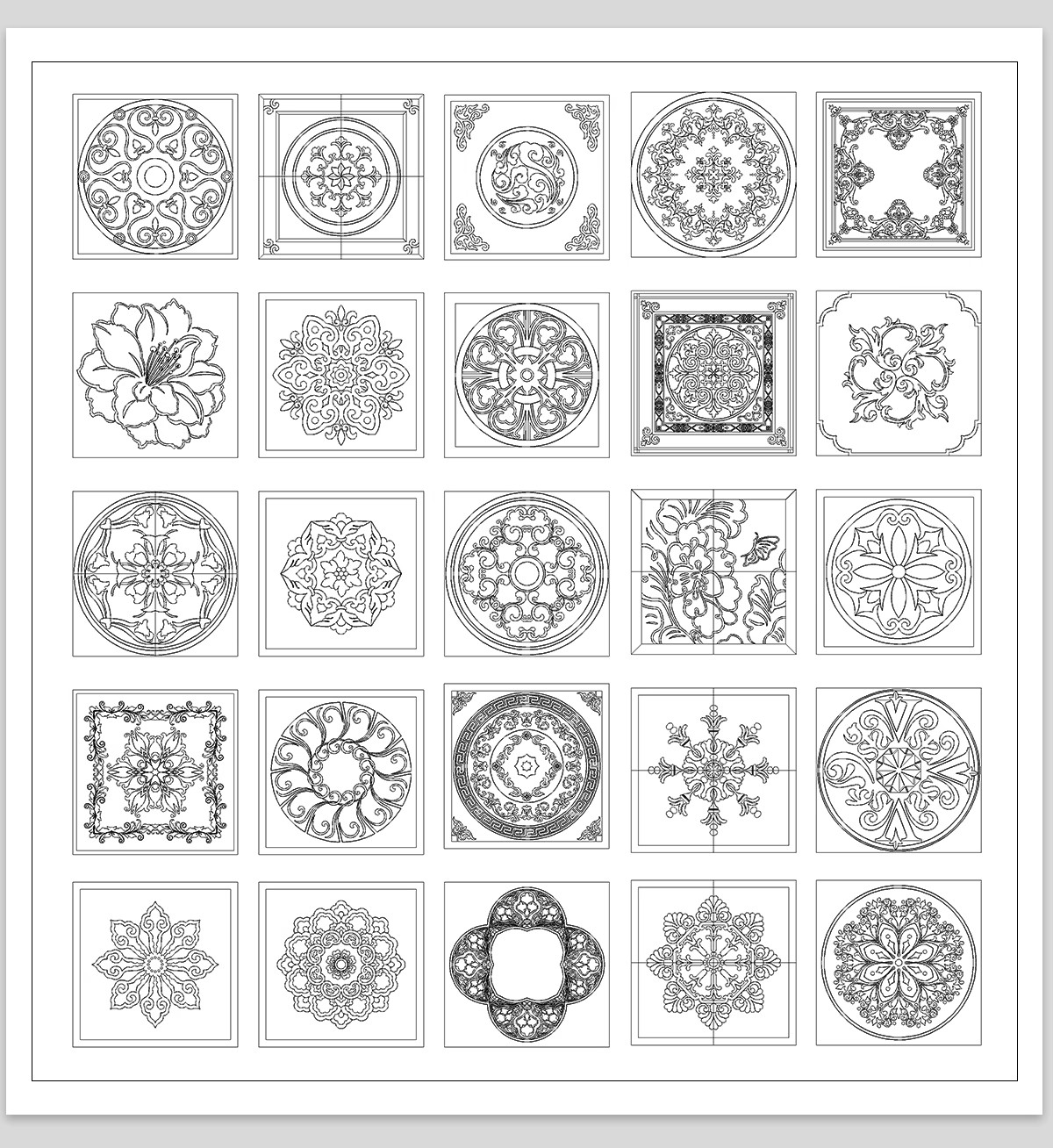 图片[11]-新中式庭院地面铺装CAD平面施工图 广场石材拼花地雕雕花图案砖雕-大怪兽分享