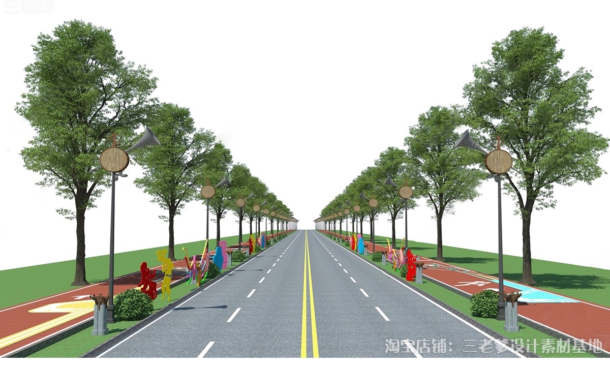 图片[11]-道路景观绿化带SU模型园林街道改造提升城市公路步道绿道草图大师-大怪兽分享