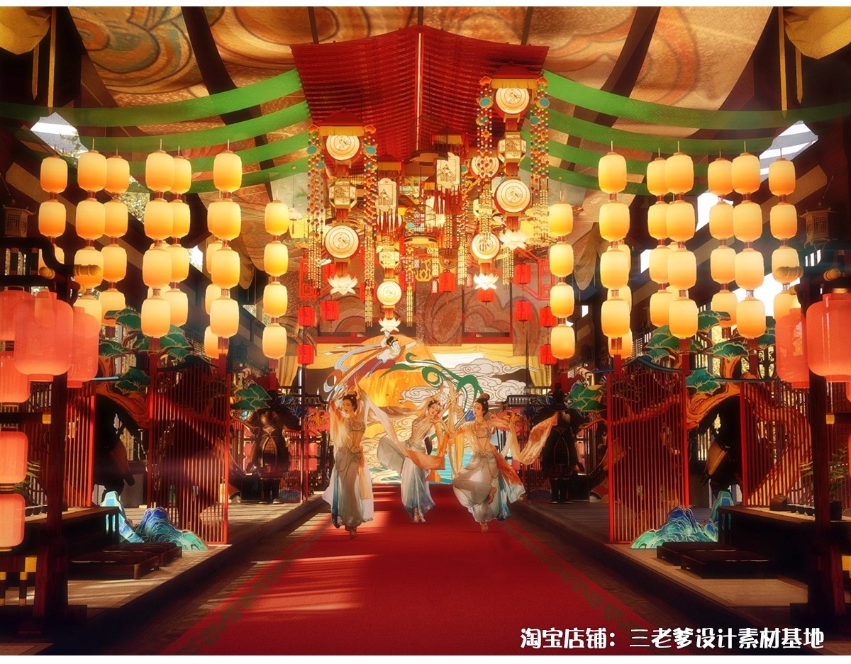 图片[12]-中式古风敦煌大唐文化壁画艺术元素SU模型集市美陈长廊展厅博物馆-大怪兽分享
