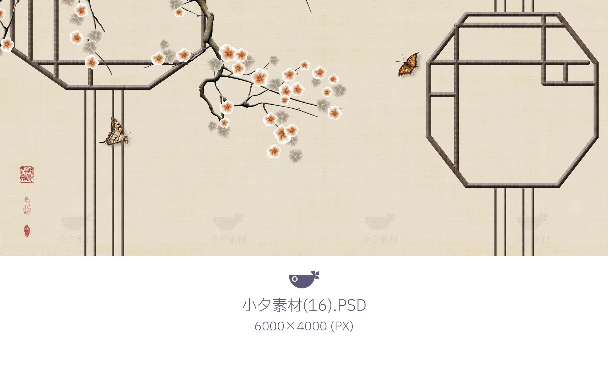 图片[14]-中国风中式古风素雅古典工笔画背景墙装饰画画芯PSD设计素材模板-大怪兽分享