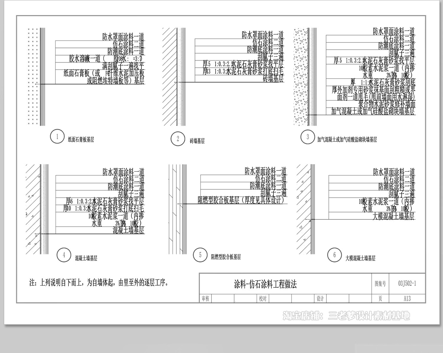图片[16]-墙面涂料CAD施工图节点详图各类工程施工工艺基层做法说明室内-大怪兽分享