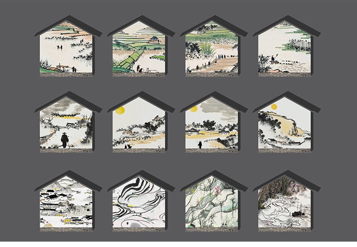 图片[16]-乡村振兴新农村墙绘三角农耕文化山水风景墙画壁画su模型草图大师-大怪兽分享