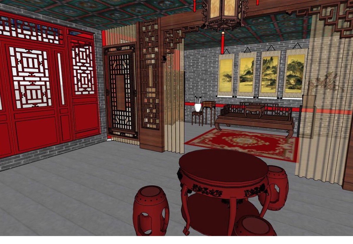图片[16]-宫殿大殿王府SU模型库中式古建筑古代会客厅卧房影视布景草图大师-大怪兽分享