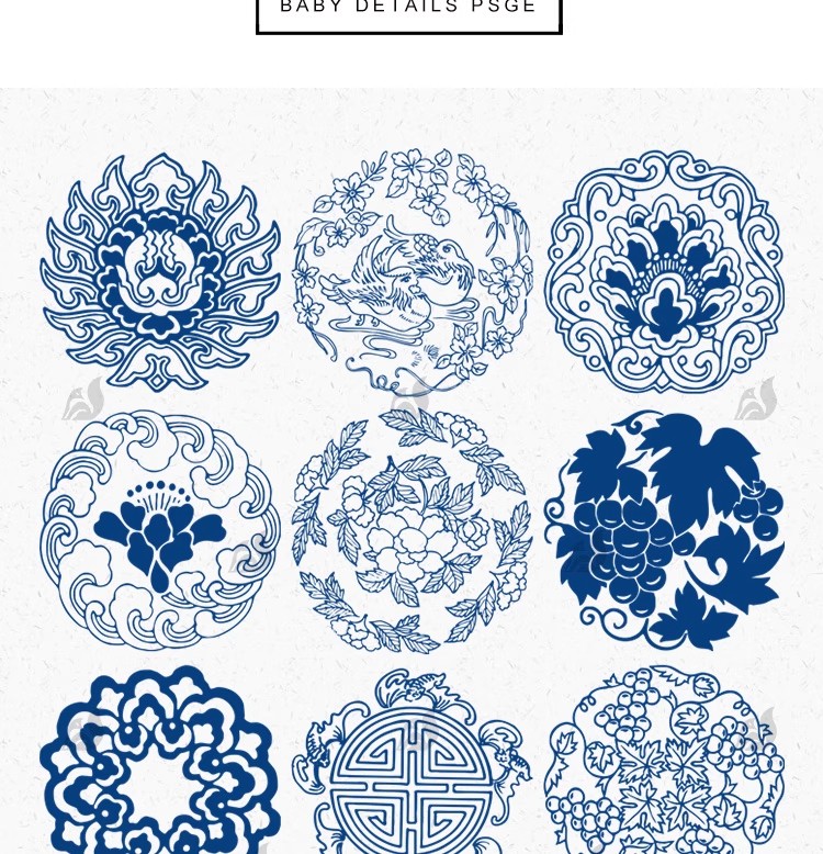图片[3]-中式中国风传统青花瓷纹样花卉镂空剪纸设计图案AI/png免扣素材-大怪兽分享