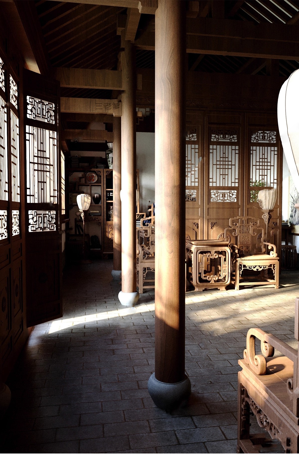 图片[18]-宫殿大殿王府SU模型库中式古建筑古代会客厅卧房影视布景草图大师-大怪兽分享