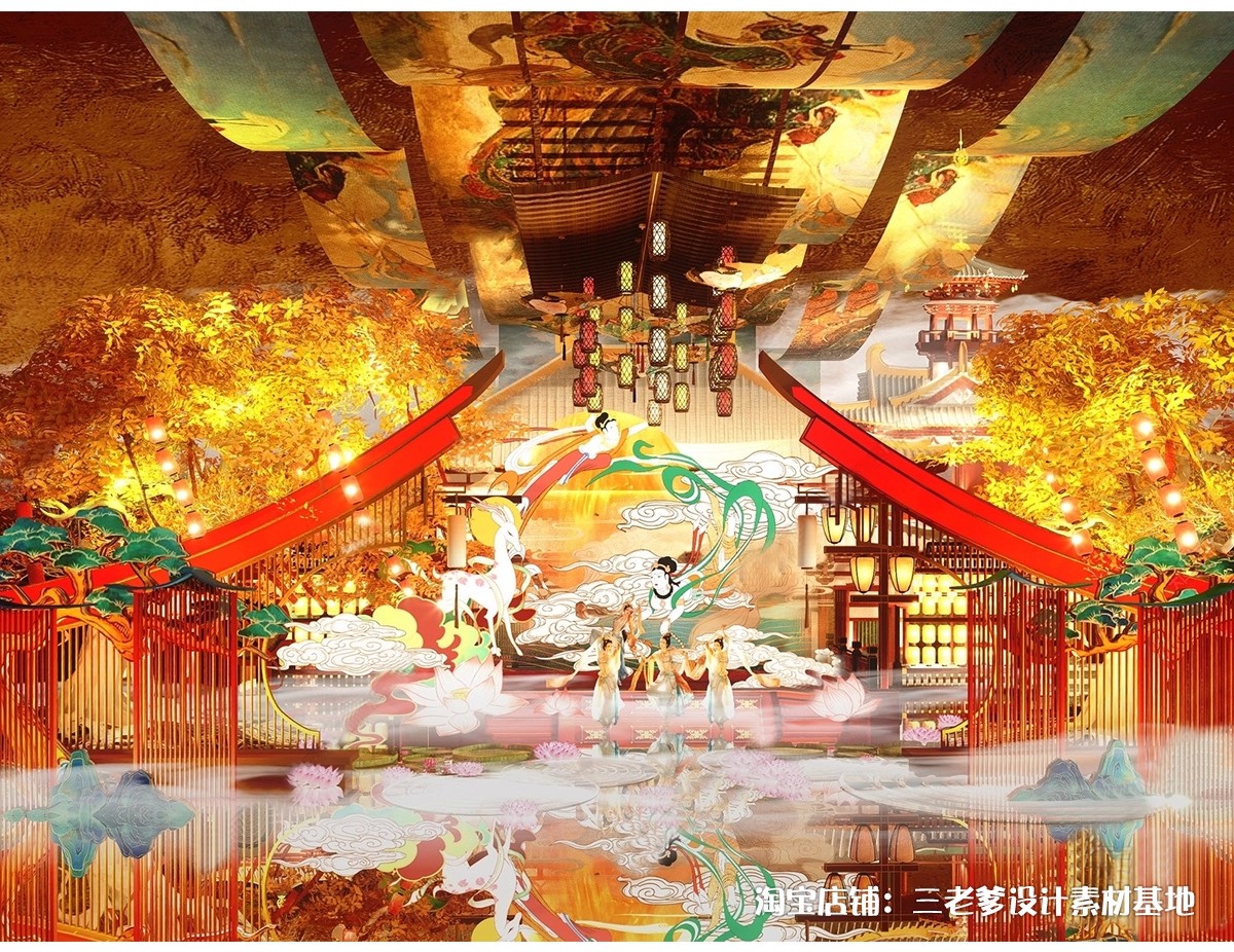 图片[20]-中式古风敦煌大唐文化壁画艺术元素SU模型集市美陈长廊展厅博物馆-大怪兽分享