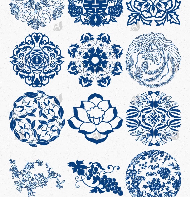 图片[7]-中式中国风传统青花瓷纹样花卉镂空剪纸设计图案AI/png免扣素材-大怪兽分享
