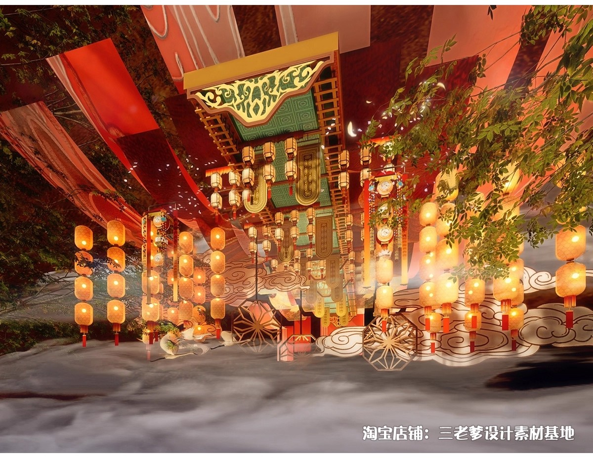 图片[21]-中式古风敦煌大唐文化壁画艺术元素SU模型集市美陈长廊展厅博物馆-大怪兽分享