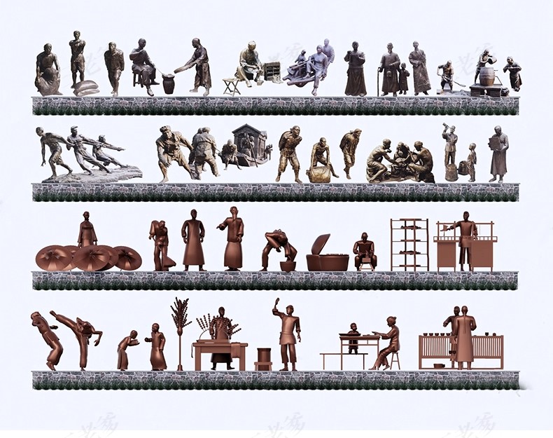 图片[23]-古代人物铸铜铜人雕塑新中式民俗商业街步行街广场草图大师SU模型-大怪兽分享