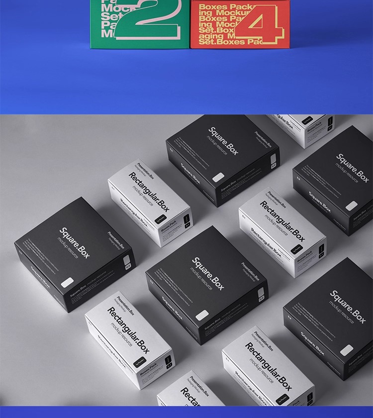 图片[6]-正方形长方矩形产品包装纸盒礼盒VI展示贴图样机PSD设计素材模型-大怪兽分享