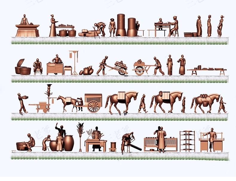 图片[24]-古代人物铸铜铜人雕塑新中式民俗商业街步行街广场草图大师SU模型-大怪兽分享
