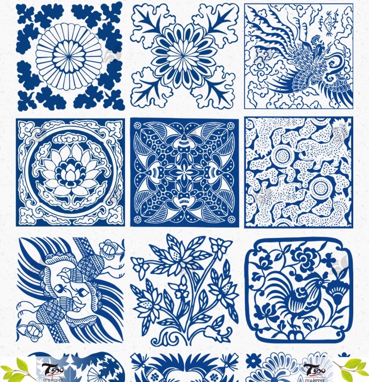 图片[14]-中式中国风传统青花瓷纹样花卉镂空剪纸设计图案AI/png免扣素材-大怪兽分享