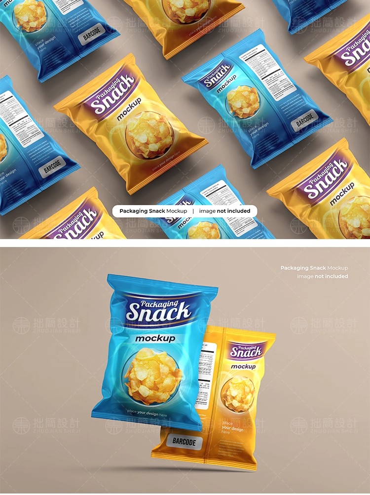 图片[8]-小零食膨化食品薯片真空包装袋效果展示贴图样机PSD设计素材模板-大怪兽分享