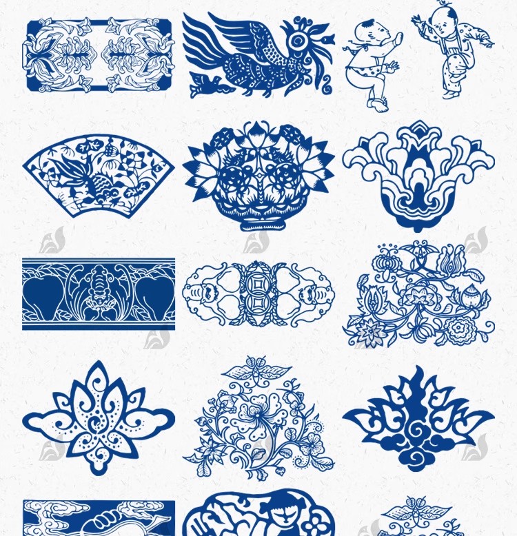 图片[17]-中式中国风传统青花瓷纹样花卉镂空剪纸设计图案AI/png免扣素材-大怪兽分享