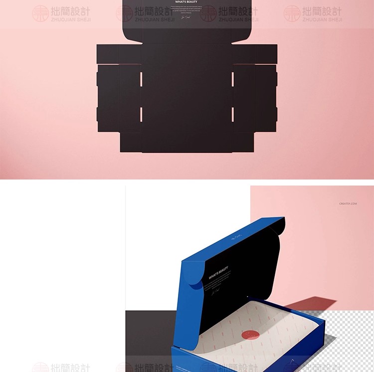 图片[13]-翻盖飞机盒礼盒快递包装纸盒效果图展示贴图样机PSD设计素材模板-大怪兽分享