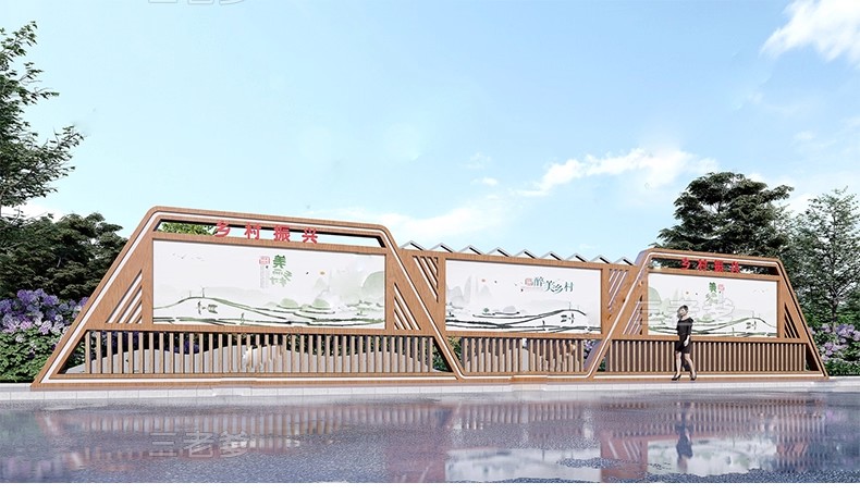 图片[31]-乡村振兴新农村墙绘三角农耕文化山水风景墙画壁画su模型草图大师-大怪兽分享