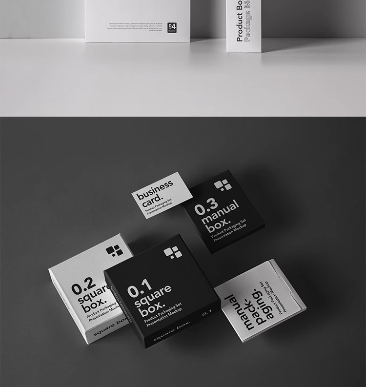 图片[15]-正方形长方矩形产品包装纸盒礼盒VI展示贴图样机PSD设计素材模型-大怪兽分享