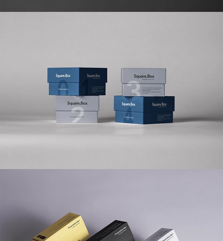 图片[16]-正方形长方矩形产品包装纸盒礼盒VI展示贴图样机PSD设计素材模型-大怪兽分享