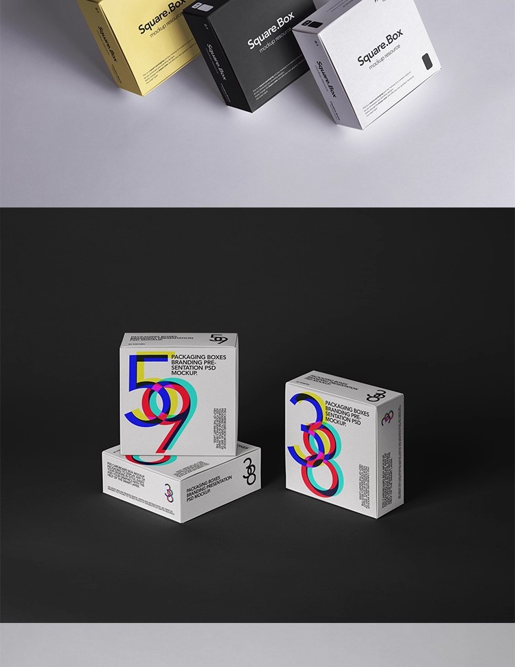 图片[17]-正方形长方矩形产品包装纸盒礼盒VI展示贴图样机PSD设计素材模型-大怪兽分享