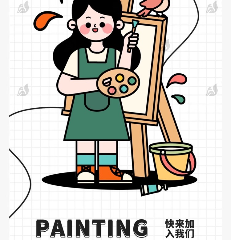 图片[25]-潮流doodle风粗线条边插画社团纳新招新活动海报模板PSD设计素材-大怪兽分享