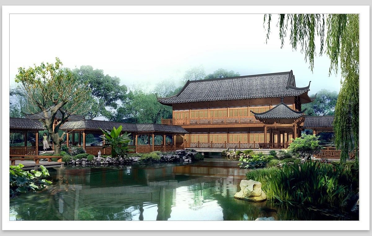 图片[5]-庭院景观效果图PS素材新中式日式源文件PSD分层江南古典鸟瞰图-大怪兽分享