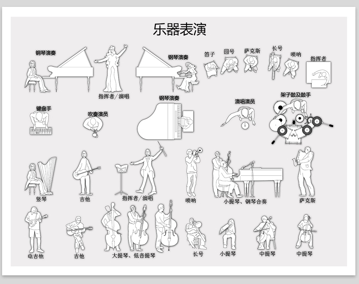 图片[7]-乐器CAD图库图块钢琴古筝古琴提琴二胡大提琴架子鼓模块素材库-大怪兽分享