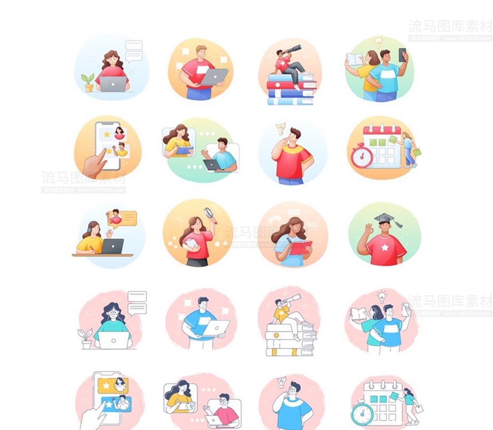 图片[10]-手绘卡通人物学校工作生活教育环保漫画插图FIG、SKETCH设计素材-大怪兽分享