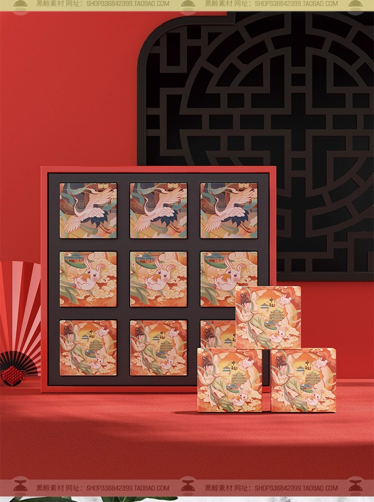 图片[13]-高端国潮中国风中秋月饼礼盒包装盒子VI贴图样机模板设计素材PSD-大怪兽分享