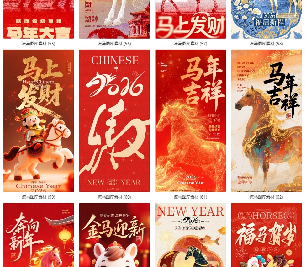 图片[11]-119款2026年马年新年春节创意国风节日海报背景PSD设计素材模板-大怪兽分享