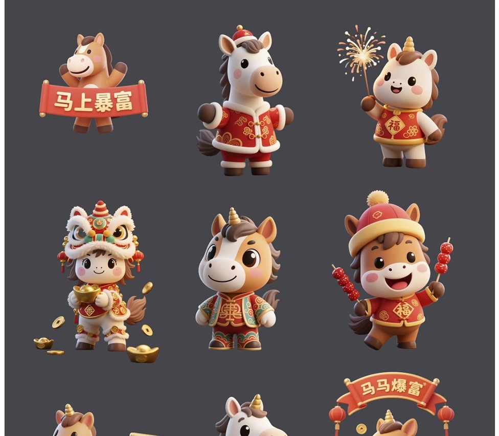 图片[23]-2026马年卡通形象3D新年IP春节主题角色元素PSD设计素材源文件-大怪兽分享