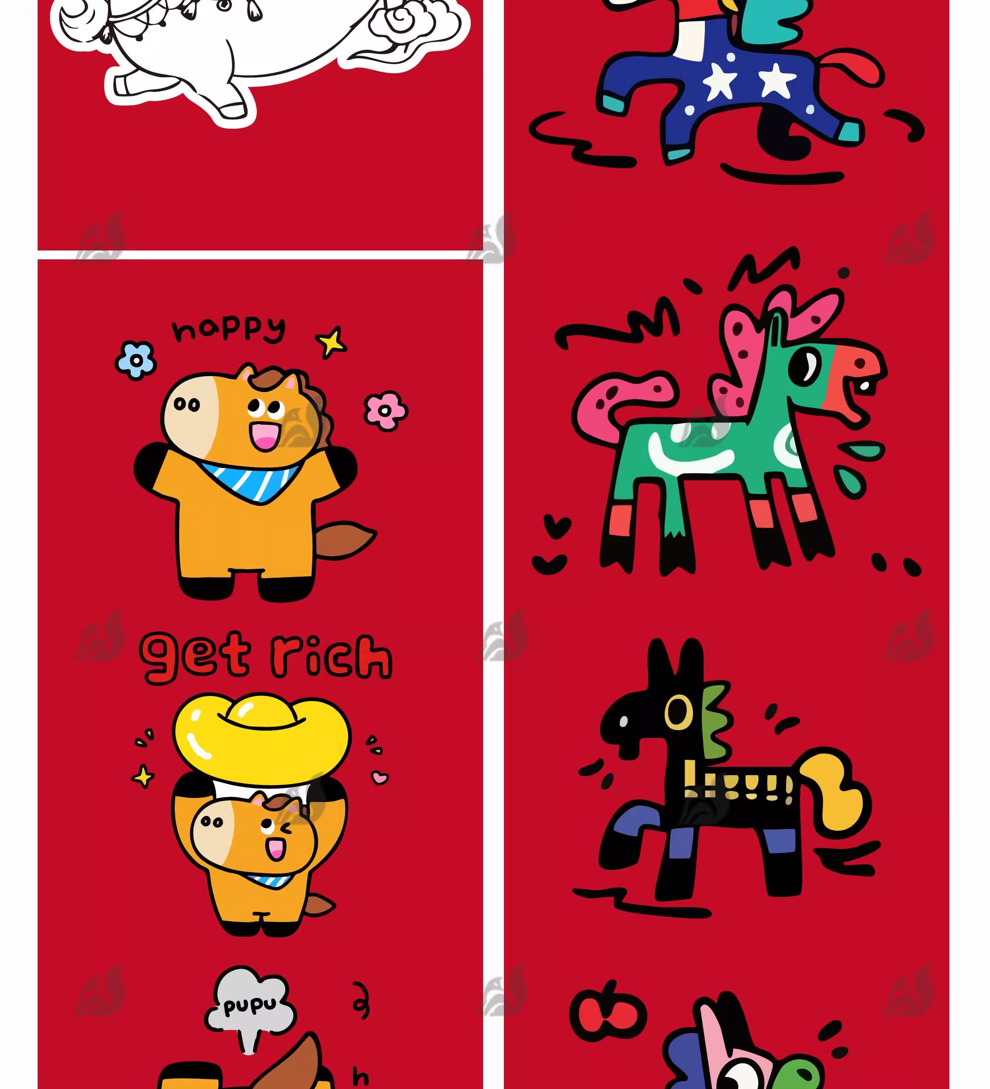图片[13]-2026马年新年商场元素趣味手绘IP形象贴纸卡通插画ai矢量设计素材-大怪兽分享