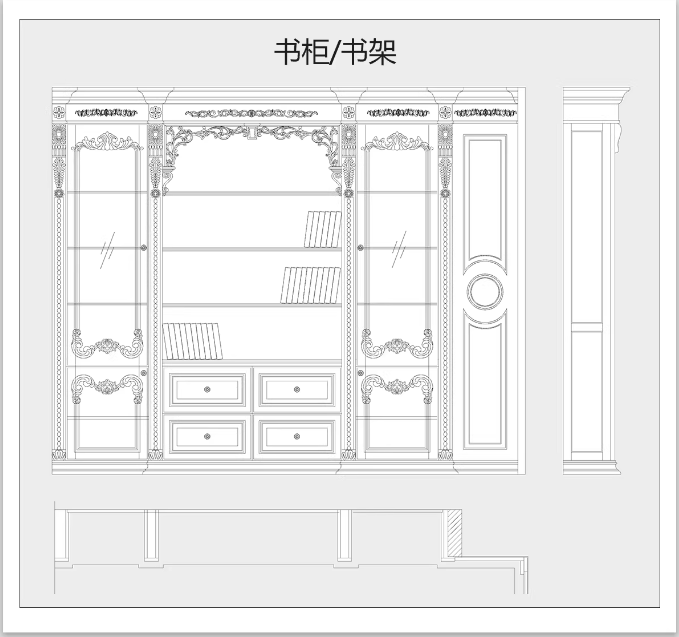 图片[6]-书柜书架cad图纸 全屋定制图库设计深化下单图柜子施工图节点大样-大怪兽分享
