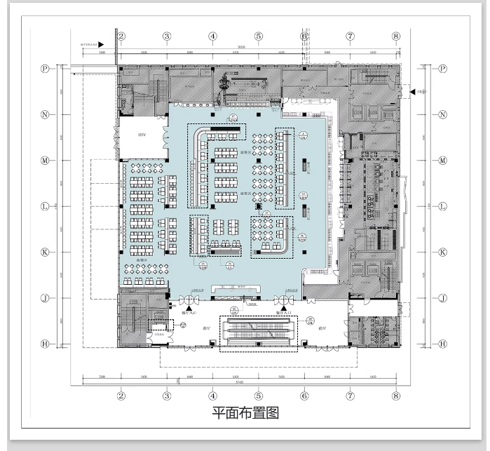 图片[6]-学生职工餐厅CAD施工图纸 学校大学食堂建筑设计布置平面图效果图-大怪兽分享