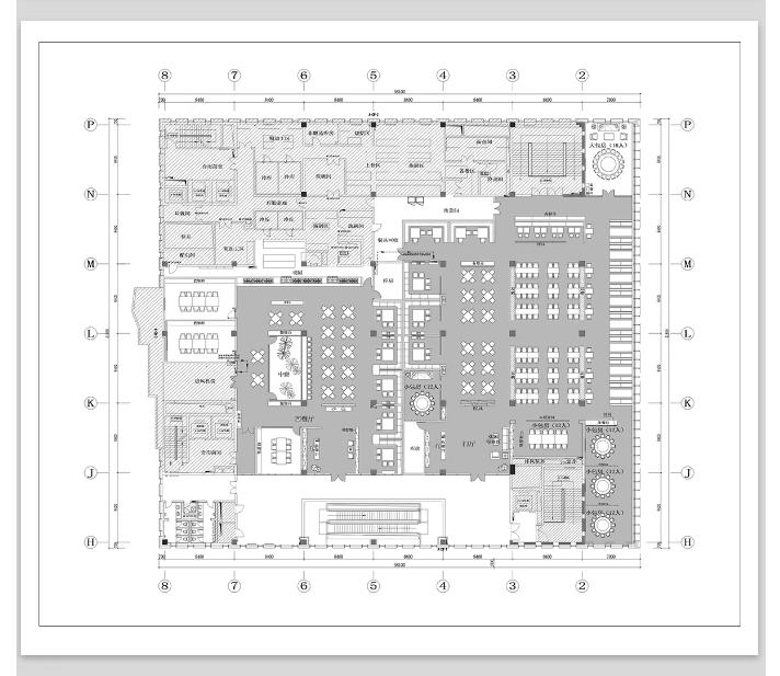 图片[8]-学生职工餐厅CAD施工图纸 学校大学食堂建筑设计布置平面图效果图-大怪兽分享