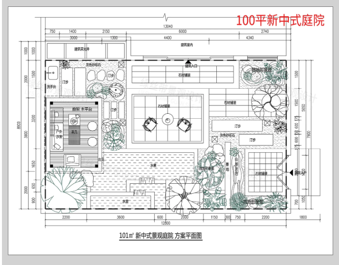 图片[11]-新中式现代庭院民宿庭院院子露台 私家花园设计平面方案CAD平面图-大怪兽分享