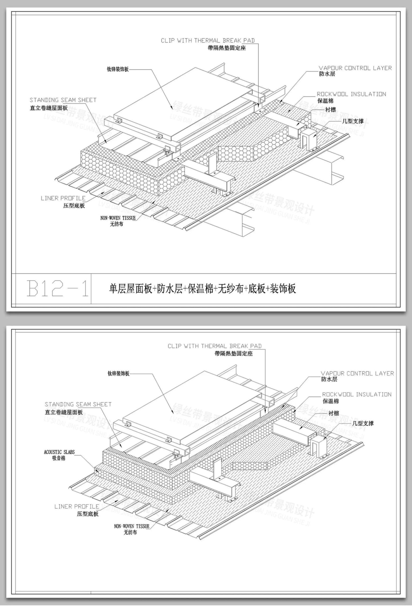 图片[3]-钛锌板屋面建筑屋顶金属面板保温棉节点大样图做法详图CAD施工图-大怪兽分享