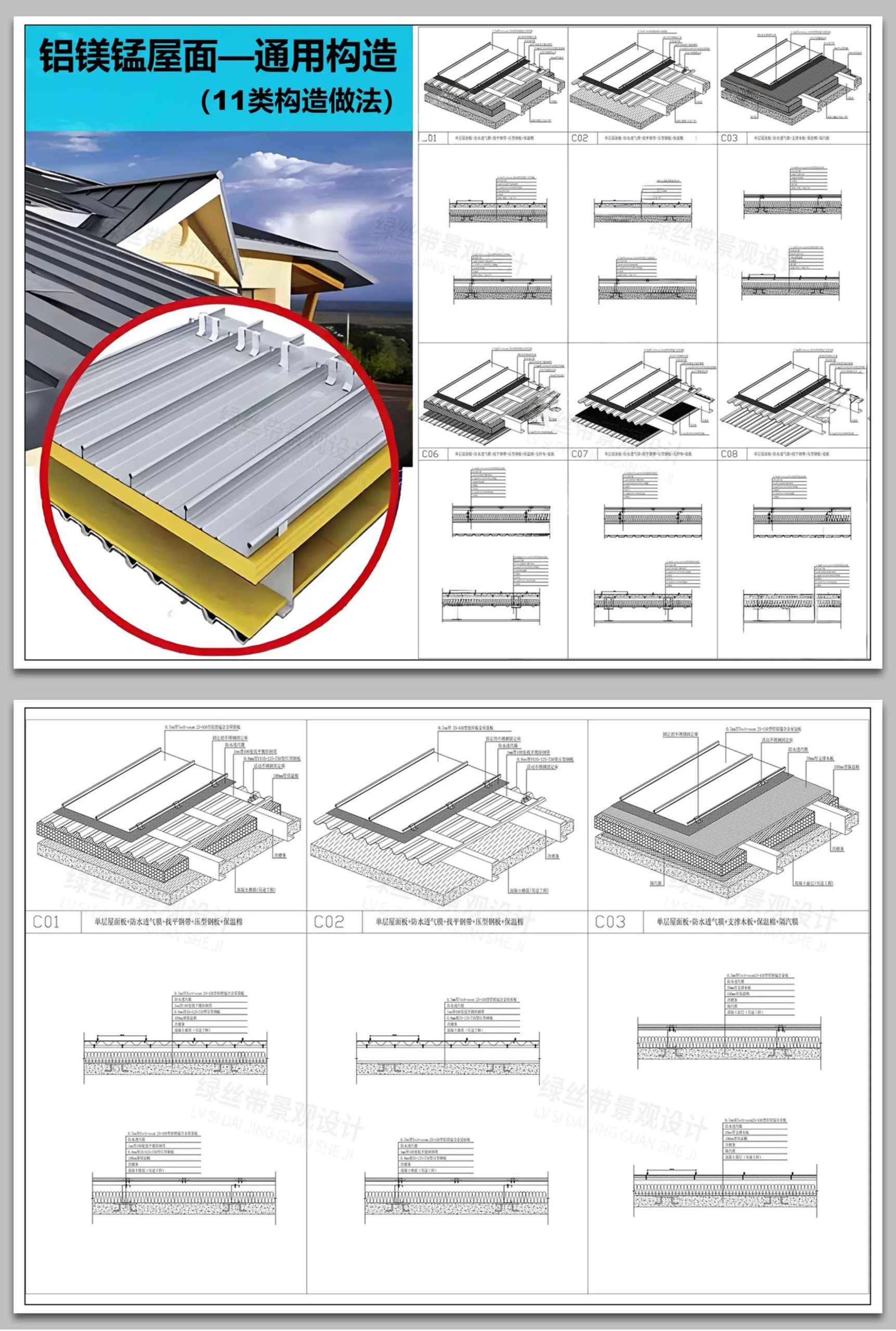 图片[3]-铝镁锰彩钢板材质金属屋面瓦片屋顶节点大样图做法详图CAD施工图-大怪兽分享