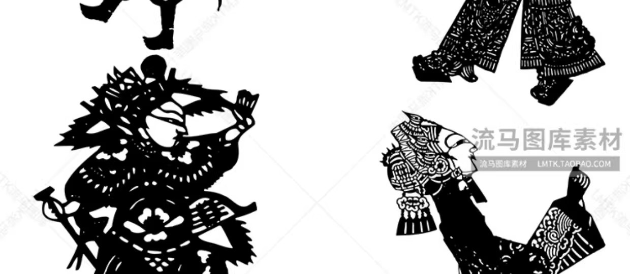 图片[3]-中国风传统民俗民间艺术皮影戏剪纸镂空人物插画AI矢量设计素材图-大怪兽分享