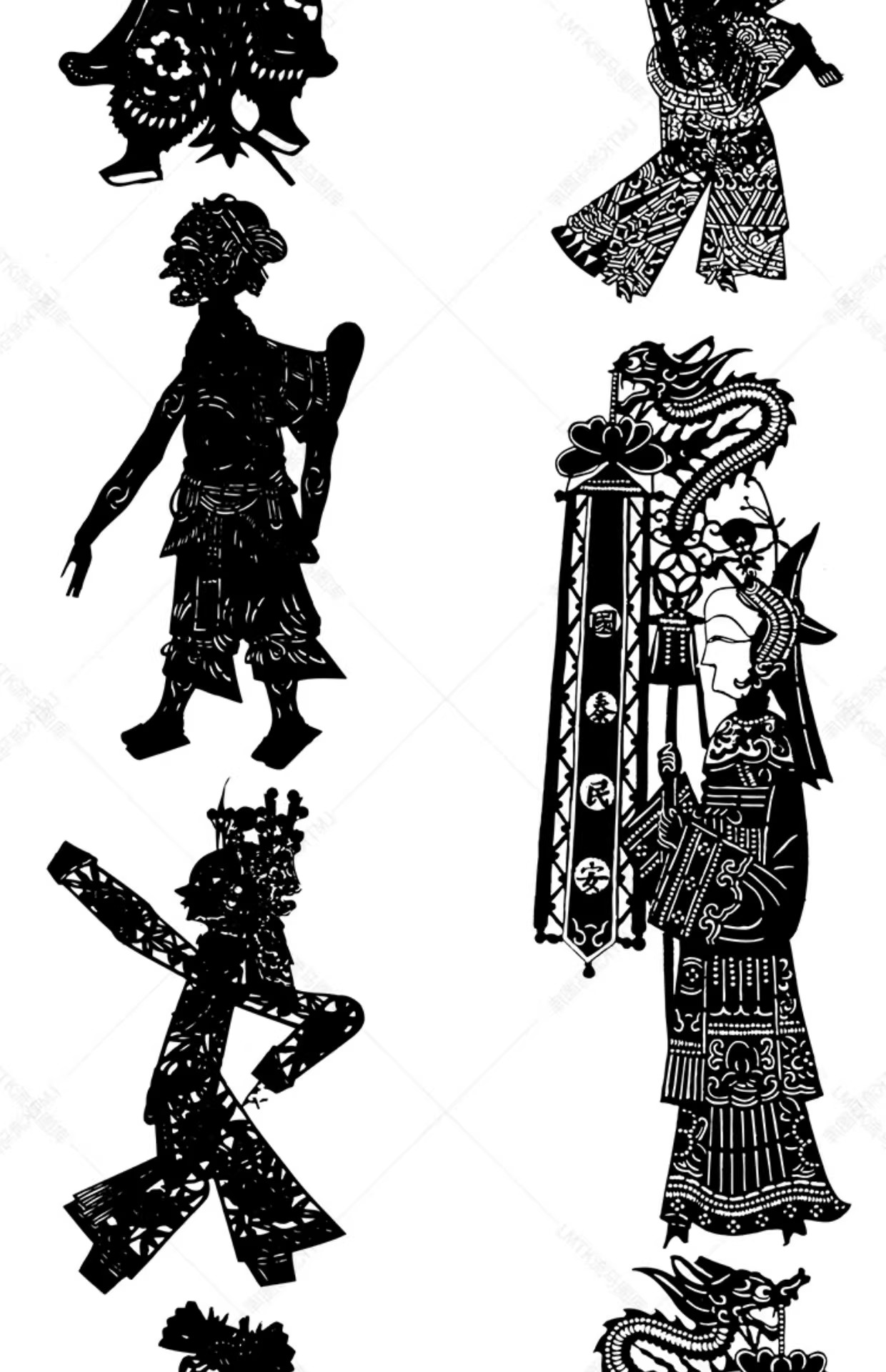 图片[4]-中国风传统民俗民间艺术皮影戏剪纸镂空人物插画AI矢量设计素材图-大怪兽分享