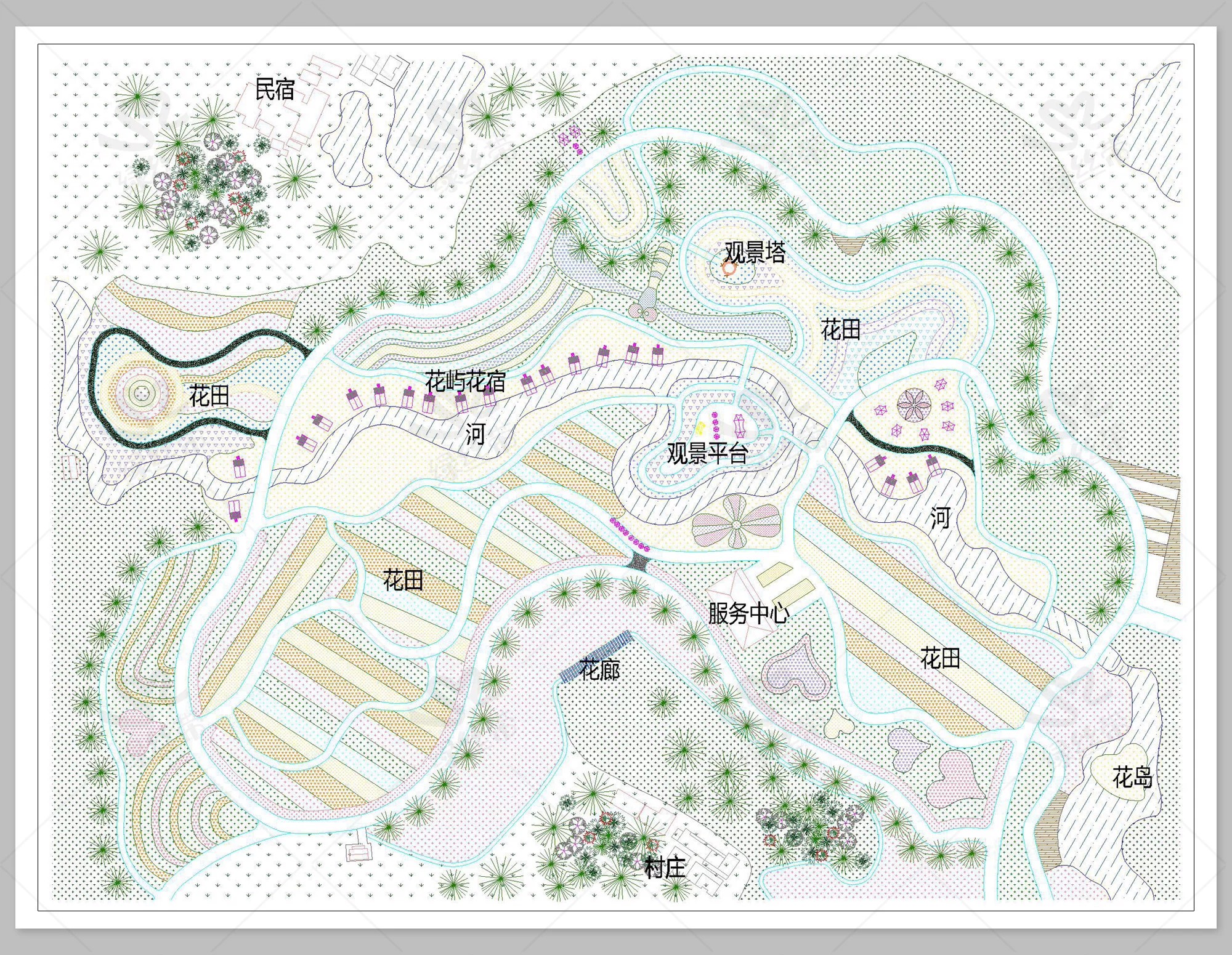 图片[4]-乡村农业园花田花海农庄田园农旅果园 农场CAD方案设计平面图平面-大怪兽分享