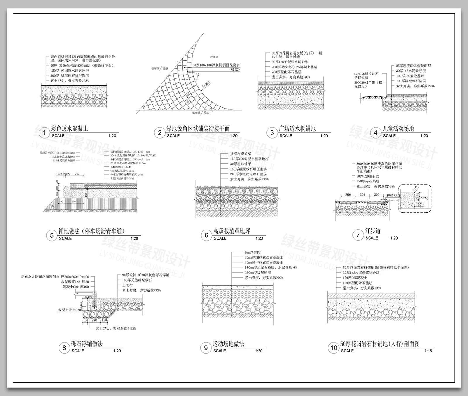 图片[4]-透水砖铺装海绵城市混凝土路面非承载做法大样图详图CAD施工图-大怪兽分享