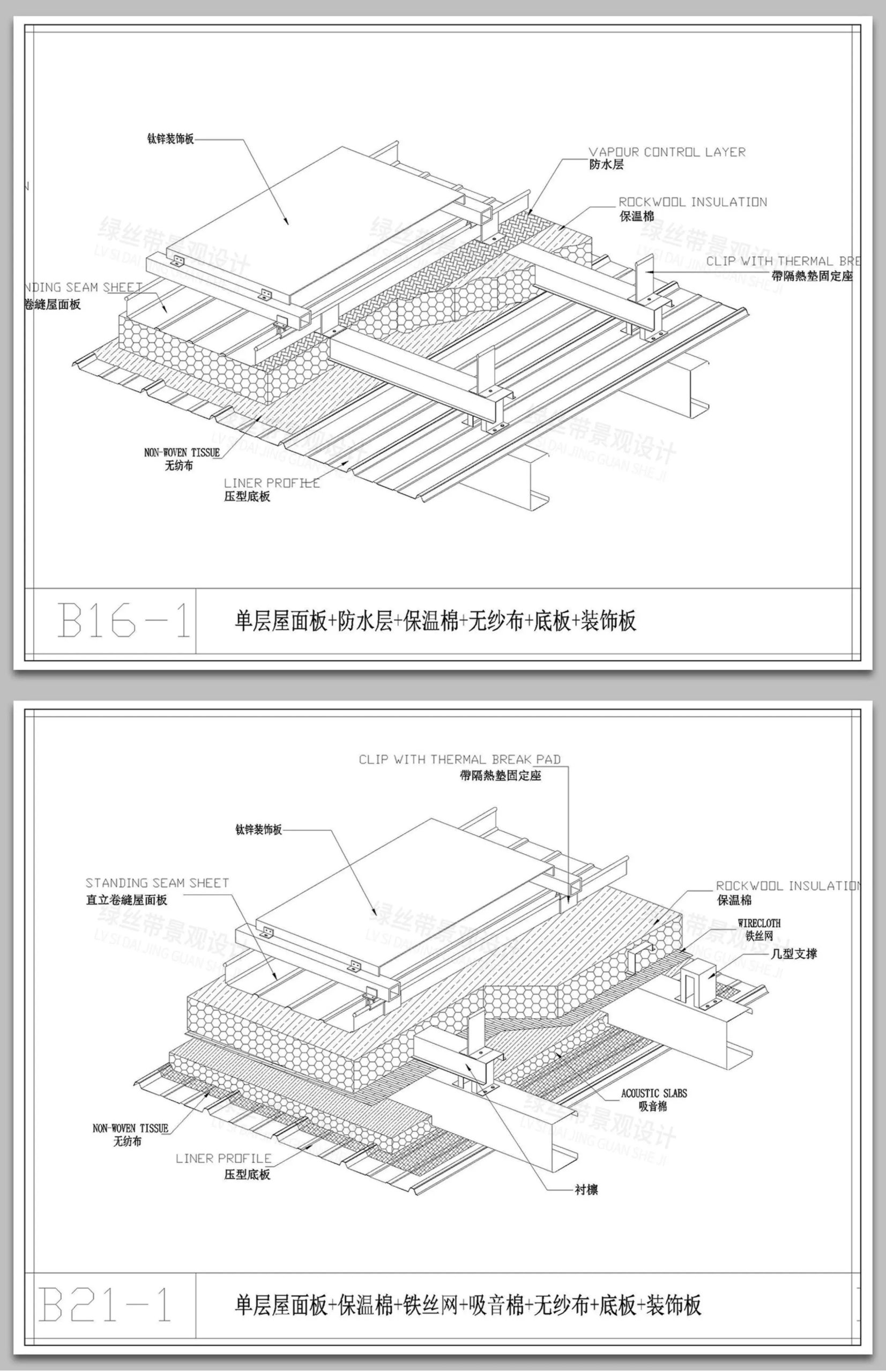 图片[4]-钛锌板屋面建筑屋顶金属面板保温棉节点大样图做法详图CAD施工图-大怪兽分享