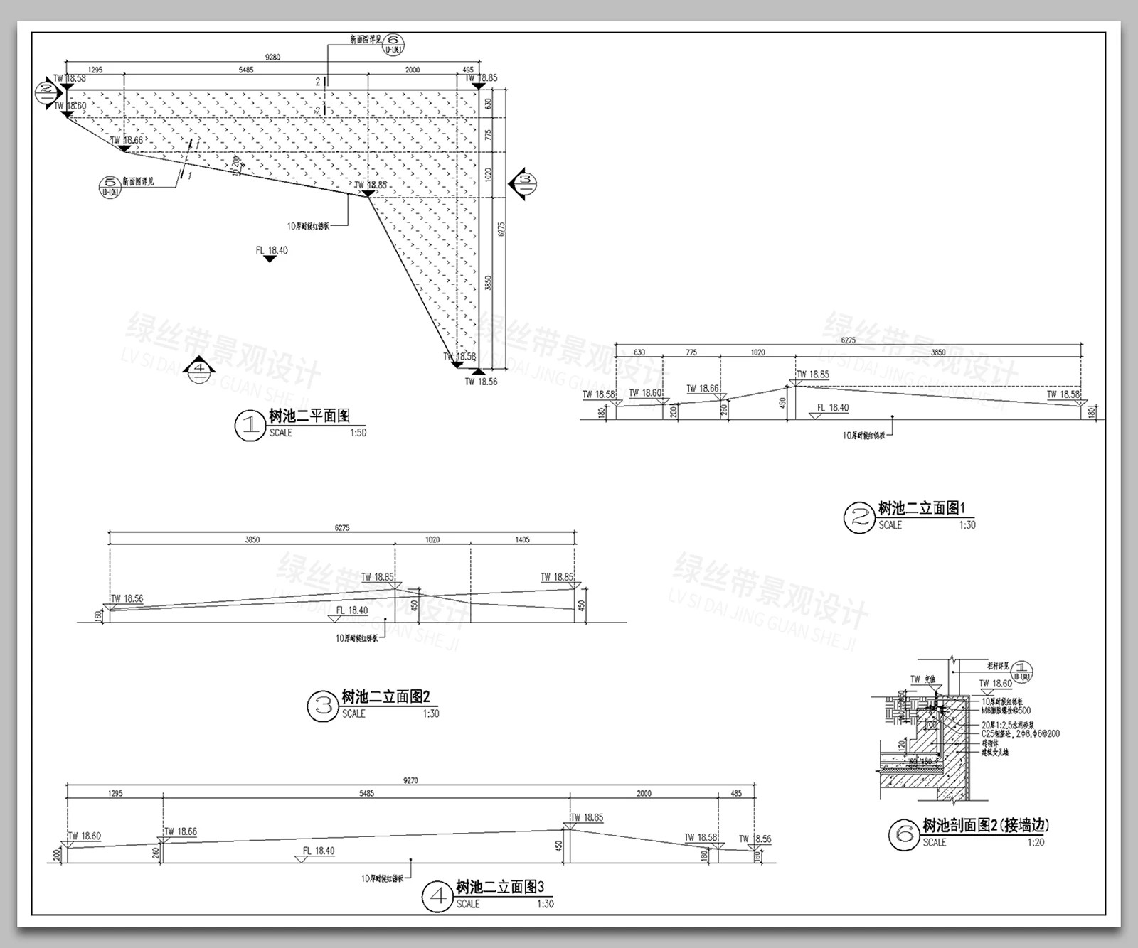 图片[4]-异形景观树池花池不锈钢板种植池剖面大样做法节点详图CAD施工图-大怪兽分享